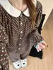 Pijama com Gola Boneca de Bolinhas Estilo Coreano para Mulheres 2026 Primavera e Outono Novo Conjunto Casual de Loungewear com Manga Longa e Calça Longa Que Pode Ser Usado Fora
