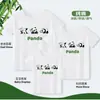 Panda Vermelho Família Fofa de Três Quatro Roupa Pai-Filho Verão Algodão Manga Curta Camiseta Básica Estilo Nacional Gola Redonda Moda