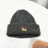 Gorro de lana tejido estilo coreano Ins lindo bordado de cachorro para mujer, grueso y cálido, otoño e invierno, nuevo estilo, muestra la cara pequeña, gorro tipo suéter
