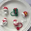Desenho Animado de Natal Fofo Capa de Silicone para Canudo Nova Capa de Silicone contra Poeira para Canudo Celebridade da Internet Criativo Plugue contra Poeira para Milk Tea