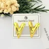 Aretes geométricos de acero inoxidable, broqueles dorados simples y elegantes, aretes colgantes versátiles a rayas estilo ins, joyería geométrica