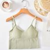 Camisola de 15 colores caqui sin costuras que envuelve el pecho, top tube de belleza espalda en U grande, cinturón ajustable, ropa interior deportiva sin aros