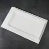 Platos Rectangulares Grandes Blancos Puros de 14/16 pulgadas, Platos Hondos, Platos Planos, Vajilla de Hotel, Platos para Servir en Restaurante
