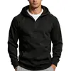 Sudadera transfronteriza para hombre, top de manga larga con forro polar para exteriores europeo y americano, sudadera con capucha y media cremallera de color liso resistente para otoño e invierno