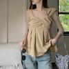 [Venta al por Mayor Transfronteriza] Camisa de Tirantes de Diseño para Mujer, Estilo Verano Petite, Top Corto sin Mangas con Hombros Descubiertos