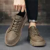 Sapatos de Trabalho de Cano Baixo para Homens, Novas Botas Martin Tendência de Outono com Solado Grosso, Sapatos Casuais com Cadarço para Homens para o Dia a Dia