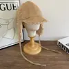 Sombrero Lei Feng de Pana Estilo Coreano para Otoño e Invierno para Mujer, Forrado de Felpa, Cálido y Versátil con Protección para las Orejas, Sombrero de Aviador de Peluche, Sombrero de Doble Cara con Protección para las Orejas