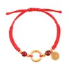 Pulseira de Fio Vermelho com Cinábrio para Boa Sorte Estilo Chinês Liga Liga Qiankun Círculo Ano do Cavalo Li Xin Pulseira de Fio Vermelho Artesanal DIY