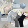 Meias Femininas Zhuji Primavera e Verão Finas Color Block Estilo Coreano Menina Meias Longas Malha Respirável Antiodor Sem Costura Meia de Cano Médio