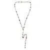 Collar de cadena de clavícula de metal con cristales de color temperamento de joyería transfronteriza europea y americana, collar simple con ojos largos para mujer