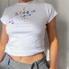 Nova blusa de verão feminina com senso de design nicho moda feminina manga curta transfronteiriça americana retrô camiseta feminina