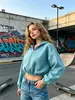2026 Novo Estilo Europeu e Americano Casual Roupas Femininas Cor Sólida Moletom Manga Longa Jaqueta Curta Zíper Cardigan Suéter
