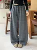 Pantalones casuales retro de rayas de pierna ancha para mujer, nuevo estilo otoño 2026, de cintura alta, holgados, adelgazantes, fluidos, casuales