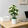 Decoração de Home Office Transfronteiriça 11 Cravos Pequenas Plantas em Vasos Ornamentos de Planta Verde Artificial para Mesa Mini Flor Falsa Bonsai