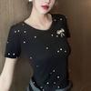 Suéter de Verano Nuevo de Punto Dulce y Elegante para Mujer con Lazo, Corte Holgado, Favorecedor, Versátil, Top de Manga Corta de Alta Gama