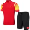 Traje Deportivo de Verano con Pantalones Cortos de Manga Corta del Equipo Chino Camiseta con Cuello Ropa Deportiva Casual Familiar para Hombres y Mujeres Uniforme de Grupo de Artes Marciales