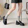 Mocasines de cuero suave para primavera y otoño, de suela blanda, ligeros, estilo británico para mujer, con tacón grueso, diseño retro, adecuados para el trabajo y el trayecto diario, zapatos planos sin cordones