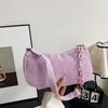 Bolsa de Tela Artística Estilo Coreano Simple Casual Rayada Terciopelo Hombro Bolso de Mujer Mini Crossbody Color Sólido Bolsa de Lona Portátil