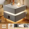 Mesa de cabeceira inteligente, moderna e simples, feita de madeira maciça com luzes, armário de cama inteligente Bluetooth de carregamento sem fio multifuncional de luxo