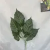 Planta Verde Simulada Filme 3D Folha de Guanyin com 5 Pontas Floresta Decoração de Casamento Base de Guia de Estrada Arranjo de Flores Material de Folha Verde Atacado