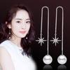 Versão coreana da moda simples octogonal Mans estrela em forma de estrela linha de orelha meninas pérola joias de orelha ponto atacado