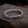 Pulseira de prata pura S925 com padrão de montanha para homens, estilo chinês vintage, pulseira aberta trançada personalizada, pulseira de pulso da moda para homens