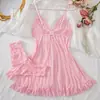 Lingerie Sexy Popular Europeia e Americana Transfronteiriça Conjunto de Duas Peças com Suspensório Saia Longa Sexy Renda Transparente Camisola de Dormir Comércio Exterior Amazon