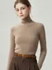 Suéter de cuello alto 100% cachemira pura para mujer, camiseta base de punto ajustada, suéter de cachemira cálido para otoño e invierno