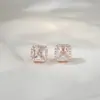 Brincos de Zircônia Geométrica Coreana em Prata 925 Agulha Cubo de Açúcar para Mulheres, Brincos Exquisitos Versáteis Elegantes com um Toque de Luxo Leve e de Alta Qualidade