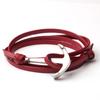 Preto simples estilo coreano moda personalidade retrô tipo âncora versátil dupla camada couro casal pulseira tecida à mão joia