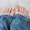 Verão Branco Toenail Patch Foot Nail Patch Foot Nail Patch Foot Wear Unha Mão Unha Nail Patch Produto Acabado