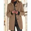 2023 Otoño e Invierno Transfronterizo Retro Europeo y Americano Botón Cuello Alto Chaqueta de Lana Ropa para Mujer