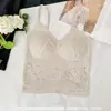 Nova Roupa Íntima Sem Costura Feminina Renda Alças Finas Costas Bonitas Camisola Longa Bojo Fixo Base Sutiã Colete Feminino