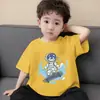 Camiseta de Manga Curta Masculina Verão 2026 Top Estampado Infantil Estilo Coreano Bonito Solto Algodão Gola Redonda Camiseta Básica