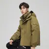 Chaqueta de Plumón de Invierno para Hombres y Mujeres 2025 Nueva Engrosada Cálida Corta de Plumón de Ganso Chaqueta Tres en Uno Abrigo de Pareja