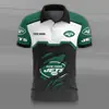 Moda de verão gola lapela manga curta masculina folgado pulôver casual jovem esportes camiseta masculina meia-manga NFL camiseta