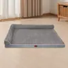 Sofá para Mascotas con Reposabrazos en Forma de L Transfronterizo Cama para Perro de Piel Sintética de Conejo Rayada Cama Caliente de Invierno para Gatos Alfombrilla Suave Desmontable para Perro