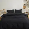 Conjunto de quatro peças liso de cor sólida estilo japonês direto da fábrica, protetor de lençol de elástico simples escovado, item único de lençol de elástico lavável