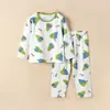 Conjunto Casa Algodão Puro Fino Estilo Coreano Roupas de Casa para Meninas Gola Redonda Manga Longa Pijama Infantil Masculino Classe A Verão