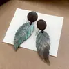 Pendientes de Ganchos para Orejas con Colgante Redondo Geométrico de Ratán y Cuentas de Madera Aguja Plateada Estilo Étnico Vintage Accesorios Únicos para Orejas Sensación de Gama Alta de Nicho