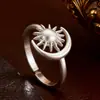 Anillo Abierto de Sol y Luna Nuevo Versátil Estilo Ins Transfronterizo Europeo y Americano para Mujer Anillo de Sol y Luna Ajustable Anillo para Dedo Índice
