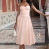 Comercio Exterior vestido sexy Spice Girls Vestido sexy de tirantes con cuello en V para mujer Vestido midi adelgazante de cintura sin espalda para mujer