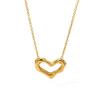 Collar Europeo y Americano Asimétrico con Recorte de Corazón Collar con Colgante en Forma de Corazón Acero Inoxidable Chapado en Oro de 18K Cadena Clavicular para Mujer Venta al por Mayor