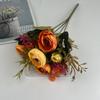 Rosa de Té de 5 Cabezas Flor Artificial Estilo Europeo Decoración para el Hogar Arreglo Floral Ramo Pequeño Capullo de Rosa de Té Flor Falsa Artificial Atuendo de Boda