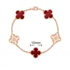 Pulsera de Trébol de Cuatro Hojas y Cinco Flores CNC Oro V Delgado Flor Nueva Edición Artesanía Fina Cadena Gruesa de Nueve Secciones Pulsera de Trébol de Cuatro Hojas de Nácar Blanco Natural