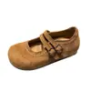 Zapatos Mary Jane de una tira para mujer, Nuevo estilo Primavera 2026, Adecuados para faldas, Planos dulces de punta redonda, Estilo Birkenstock de boca poco profunda retro