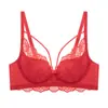 En Stock Lencería de Encaje Sin Costuras Busto Grande Hace Pequeño Visualmente Estilo Delgado para Mujer Push-up Anticaída Transpirable Sujetador Moldeador de Gama Alta