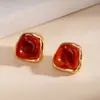Pendientes Cuadrados Estilo Retro Hong Kong Francés Diseño de Nicho Pendientes de Botón Estilo Frío Moda Versátil Pendientes de Lujo Ligero Estilo de Lujo Ligero