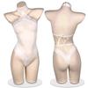 Body transparente sin espalda con entrepierna abierta Sexy Halter Lencería Fabricante Venta al por mayor 7023 Malla Atractiva Transparente