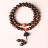 Pulseira de Pau-Rosa Preto Estilo Vintage para Homens, Madeira de Pau-Rosa Natural, Despertar do Leão Estilo Chinês, Contas Budistas Colecionáveis, Joia de Mão para Mulheres, Venda por Atacado